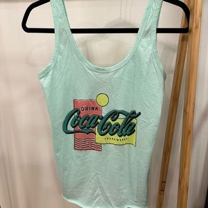Wildfox Lyla Drink Coke Cotton Graphic Tank Top, Soothing Sea, XS